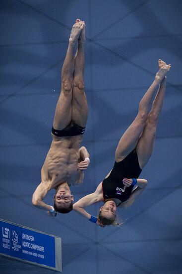 Hungary European Aquatics Championship Diving Mixed Duets 10m Synchro