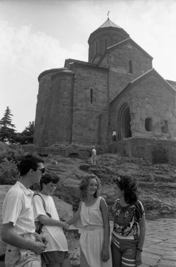 British schoolchildren Jacqueline Smith and Stephen King visit USSR