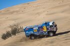 In this handout photo released by kamazmaster.ru, KAMAZ-Master's driver Dmitry Sotnikov, mechaniс Ilgiz Akhmetzianov and co-driver Ruslan Akhmadeev compete during the first stage of the Dakar rally from Jeddah to Al Wajh, in Saudi Arabia. Editorial use only, no archive, no commercial use. Location: Saudi Arabia. Saudi Arabia Dakar Kamaz