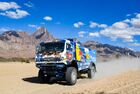 In this handout photo released by kamazmaster.ru, KAMAZ-Master's driver Eduard Nikolaev, mechaniс Vladimir Rybakov and co-driver Evgenii Iakovlev drive their truck during the second stage of the Dakar rally from Al Wajh to Neom, in Saudi Arabia. Editorial use only, no archive, no commercial use. Location: Saudi Arabia. Saudi Arabia Dakar Kamaz