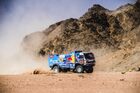 In this handout photo released by kamazmaster.ru, KAMAZ-Master's driver Eduard Nikolaev, mechaniс Vladimir Rybakov and co-driver Evgenii Iakovlev drive their truck during the second stage of the Dakar rally from Al Wajh to Neom, in Saudi Arabia. Editorial use only, no archive, no commercial use. Location: Saudi Arabia. Saudi Arabia Dakar Kamaz