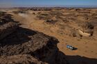 In this handout photo released by kamazmaster.ru, KAMAZ-Master's driver Anton Shibalov, co-driver Dmitri Nikitin and mechaniс Ivan Tatarinov steer their truck during the fifth stage of the Dakar rally from Al-Ula to Hail, in Saudi Arabia. Editorial use only, no archive, no commercial use. Location: Saudi Arabia. Saudi Arabia Dakar Kamaz