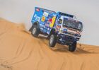 In this handout photo released by kamazmaster.ru, KAMAZ-Master's driver Anton Shibalov, co-driver Dmitri Nikitin and mechaniс Ivan Tatarinov steer their truck during the sixth stage of the Dakar rally from Ha il to Riyadh, in Saudi Arabia. Editorial use only, no archive, no commercial use.
Location: Saudi Arabia. Saudi Arabia Dakar Kamaz