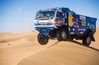 In this handout photo released by kamazmaster.ru, KAMAZ-Master's driver Andrey Karginov, mechaniс Igor Leonov and co-driver Andrey Mokeev steer their truck during the seventh stage of the Dakar rally from Riyadh to Wadi Al Dawasir, in Saudi Arabia. Editorial use only, no archive, no commercial use. Location: Saudi Arabia. Saudi Arabia Dakar Kamaz