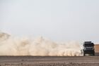 In this handout photo released by kamazmaster.ru, KAMAZ-Master's driver Anton Shibalov, co-driver Dmitri Nikitin and mechaniс Ivan Tatarinov steer their truck during the ninth stage of the Dakar rally from Wadi Al Dawasir to Haradh, in Saudi Arabia. Editorial use only, no archive, no commercial use. Location: Saudi Arabia. Saudi Arabia Dakar Kamaz