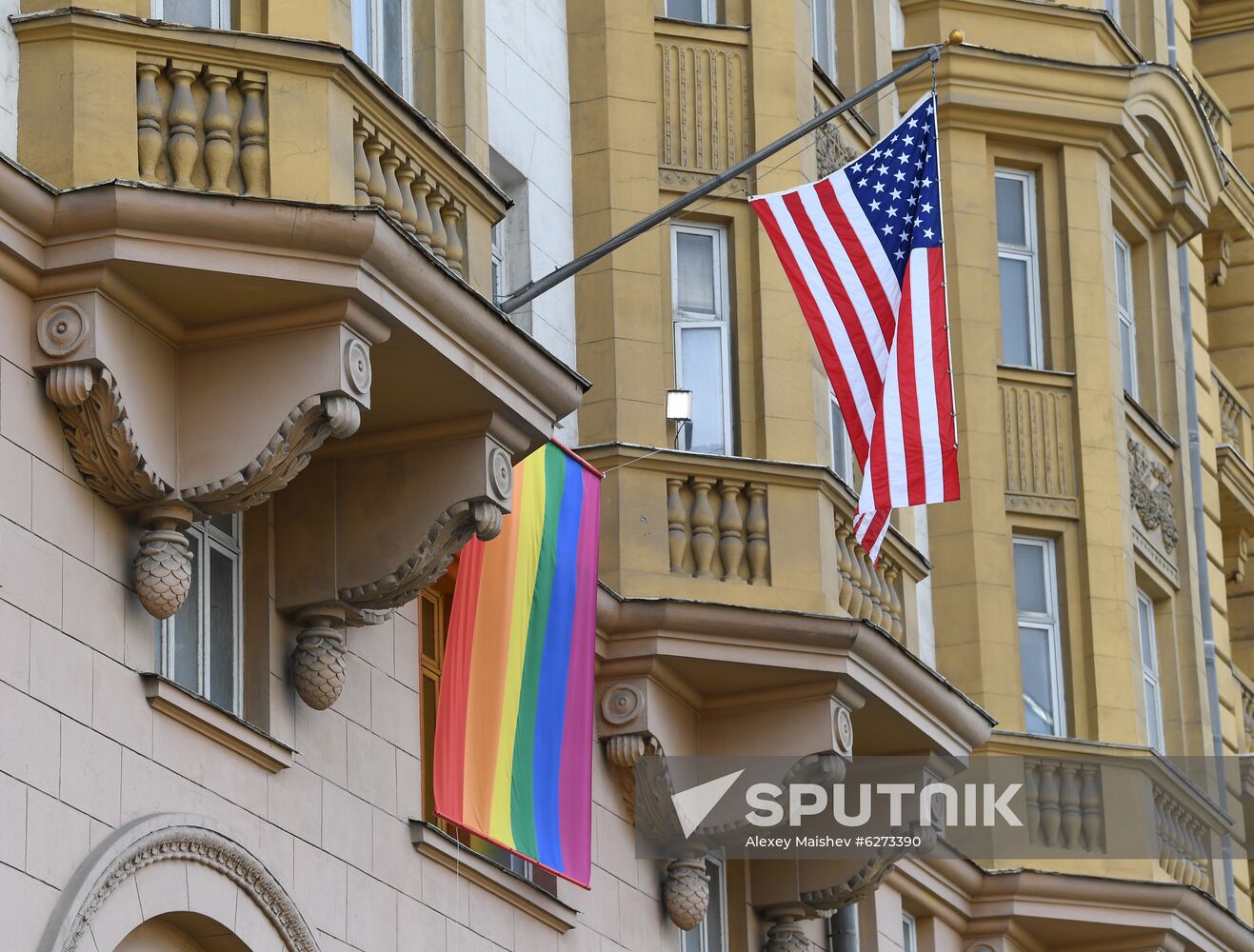 Russia US Embassy LGBT Flag Sputnik Mediabank