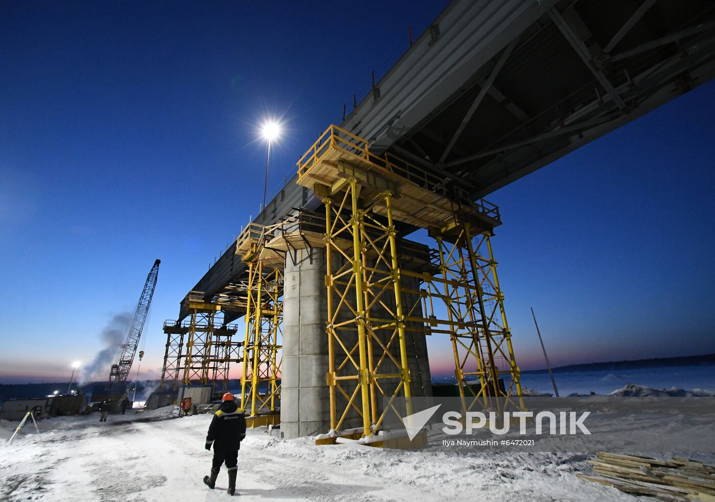 Russia Yenisei River Bridge Construction Sputnik Mediabank