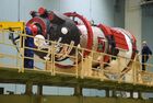 In this handout photo released by Russian Space Agency Roscosmos, the Soyuz MS-18 transport manned spacecraft is pictured as it is delivered to the assembly and test building site No. 254 after refueling with fuel components and compressed gas, at the Baikonur Cosmodrome, Kazakhstan. The emblem for the 60th anniversary of the first ever human flight into space includes the profile and autograph of Yuri Gagarin and is placed on the Soyuz-2.1 launch vehicle. The launch of the Soyuz a carrier rocket with the Soyuz MS-18 manned spacecraft, named after Gagarin, is scheduled for April 9. Editorial use only, no archive, no commercial use. Location: Kazakhstan, Baikonur. Kazakhstan Russia Space