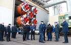 In this handout photo released by Russian Space Agency Roscosmos, The Soyuz 2.1a rocket booster with Soyuz MS-18 spacecraft is being transported to the launchpad ahead of its upcoming launch, at the Baikonur Cosmodrome, Kazakhstan. The emblem of the 60th anniversary of the first ever manned space flight is placed at the Soyuz 2.1a rocket booster. Editorial use only, no archive, no commercial use. Location: Kazakhstan, Baikonur. Kazakhstan Russia Space