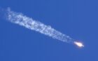 In this handout photo released by Russian Space Agency Roscosmos, Soyuz-2.1a carrier rocket with the Soyuz MS-18 manned spacecraft painted with the portrait of Russian cosmonaut Yuri Gagarin blasts off from a launchpad at Baikonur Cosmodrome, Kazakhstan. Editorial use only, no archive, no commercial use. Location: Kazakhstan, Baikonur. Kazakhstan Russia Space