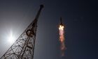 In this handout photo released by Russian Space Agency Roscosmos, Soyuz-2.1a carrier rocket with the Soyuz MS-18 manned spacecraft blasts off from a launchpad at Baikonur Cosmodrome, Kazakhstan. Editorial use only, no archive, no commercial use. Location: Kazakhstan, Baikonur. Kazakhstan Russia Space