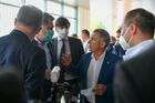 In this handout photo released by the Tatarstan's Presidential Press Office, Tatarstan's regional President Rustam Minnikhanov, second right, Russian Healthcare Minister Mikhail Murashko, second left, and Russian Education Minister Sergei Kravtsov, third left, visit the Kazan republican children's clinical hospital, where the wounded were hospitalized after shooting at the Gymnasium No. 175 in Kazan, Russia's Republic of Tatarstan. At least nine people, including seven children, were killed in the school shooting, while 20 more people were hospitalized with injuries. A former student of the Gymnasium No. 175, 19-year-old male who started shooting at the educational institution was detained earlier in the day. Editorial use only, no archive, no commercial use. Location: Russia, Republic of Tatarstan, Kazan. Russia School Shooting