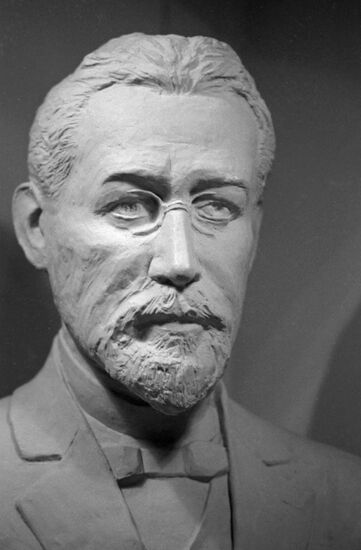 Sculptural portrait of Russian writer Anton Chekhov