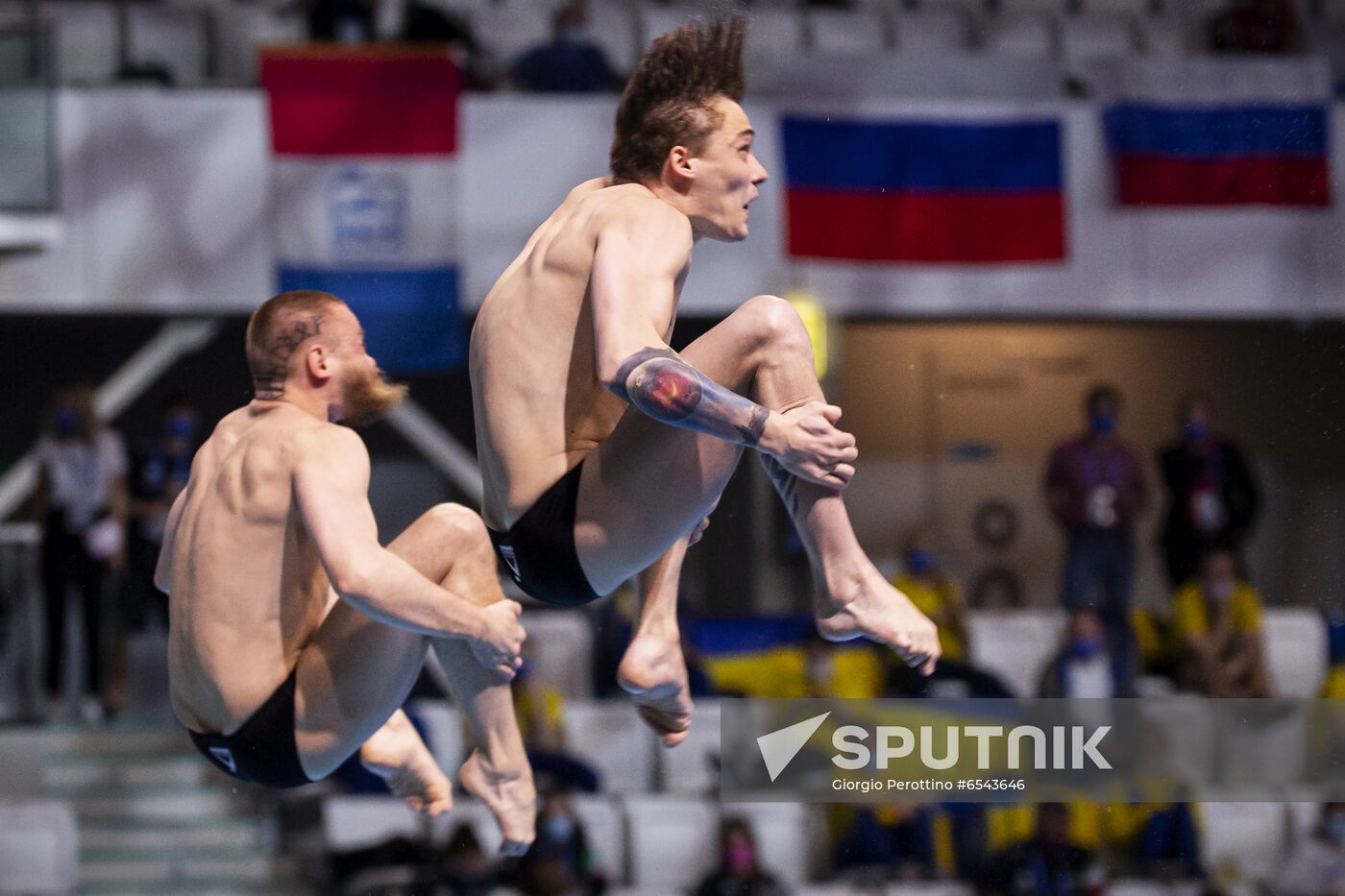 Hungary European Aquatics Championship Diving Duet Men Springboard Synchro