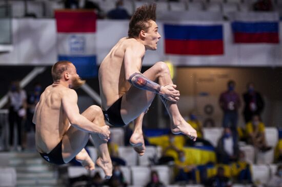 Hungary European Aquatics Championship Diving Duet Men Springboard Synchro