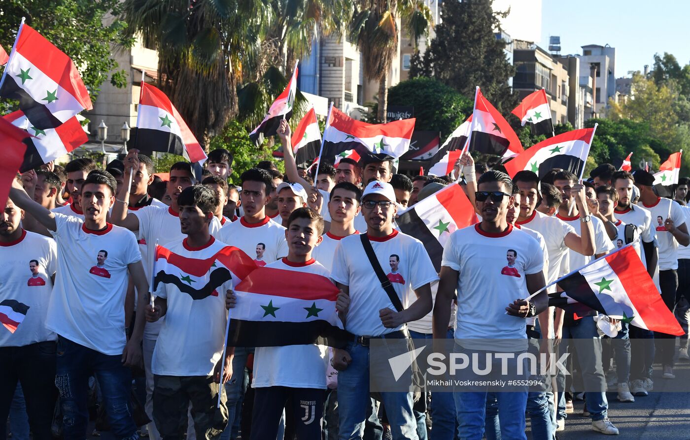 Syria President Supporters Rally