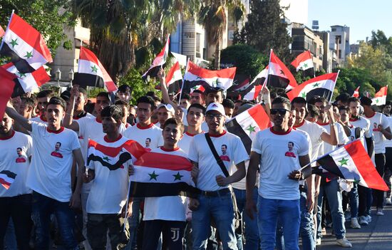 Syria President Supporters Rally
