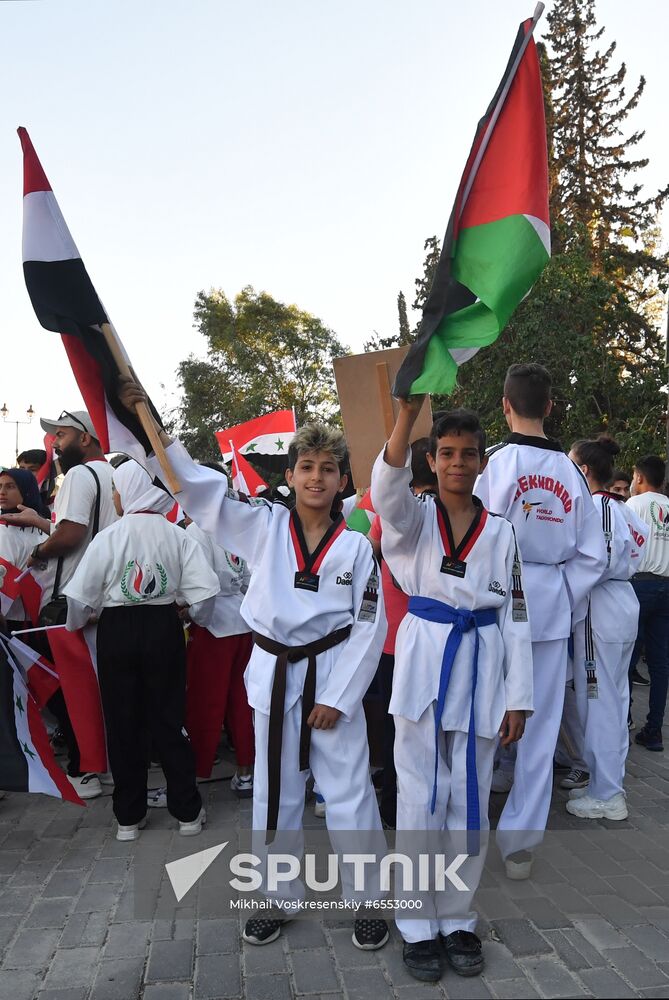Syria President Supporters Rally