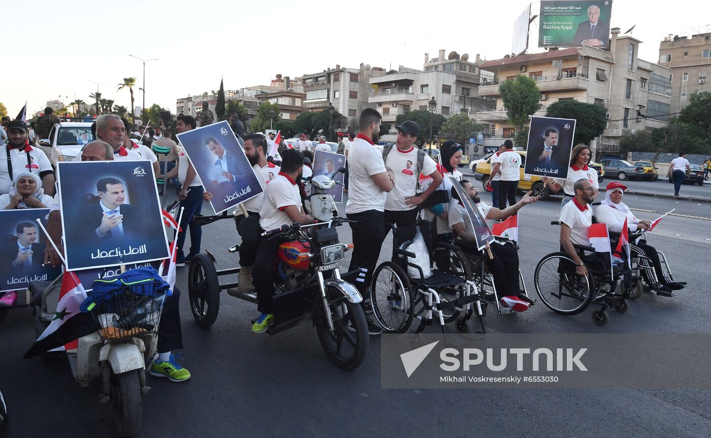 Syria President Supporters Rally