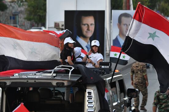 Syria President Supporters Rally
