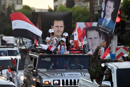 Syria President Supporters Rally
