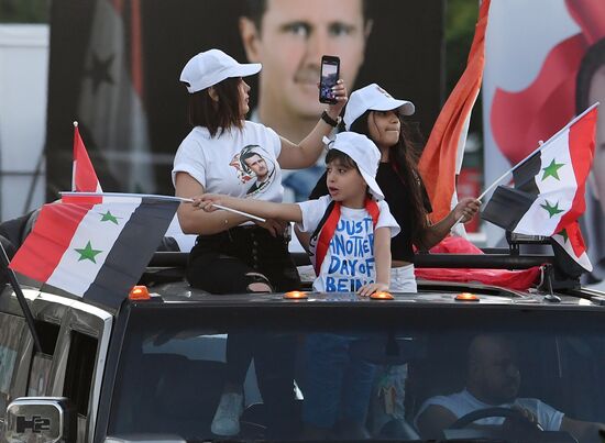 Syria President Supporters Rally