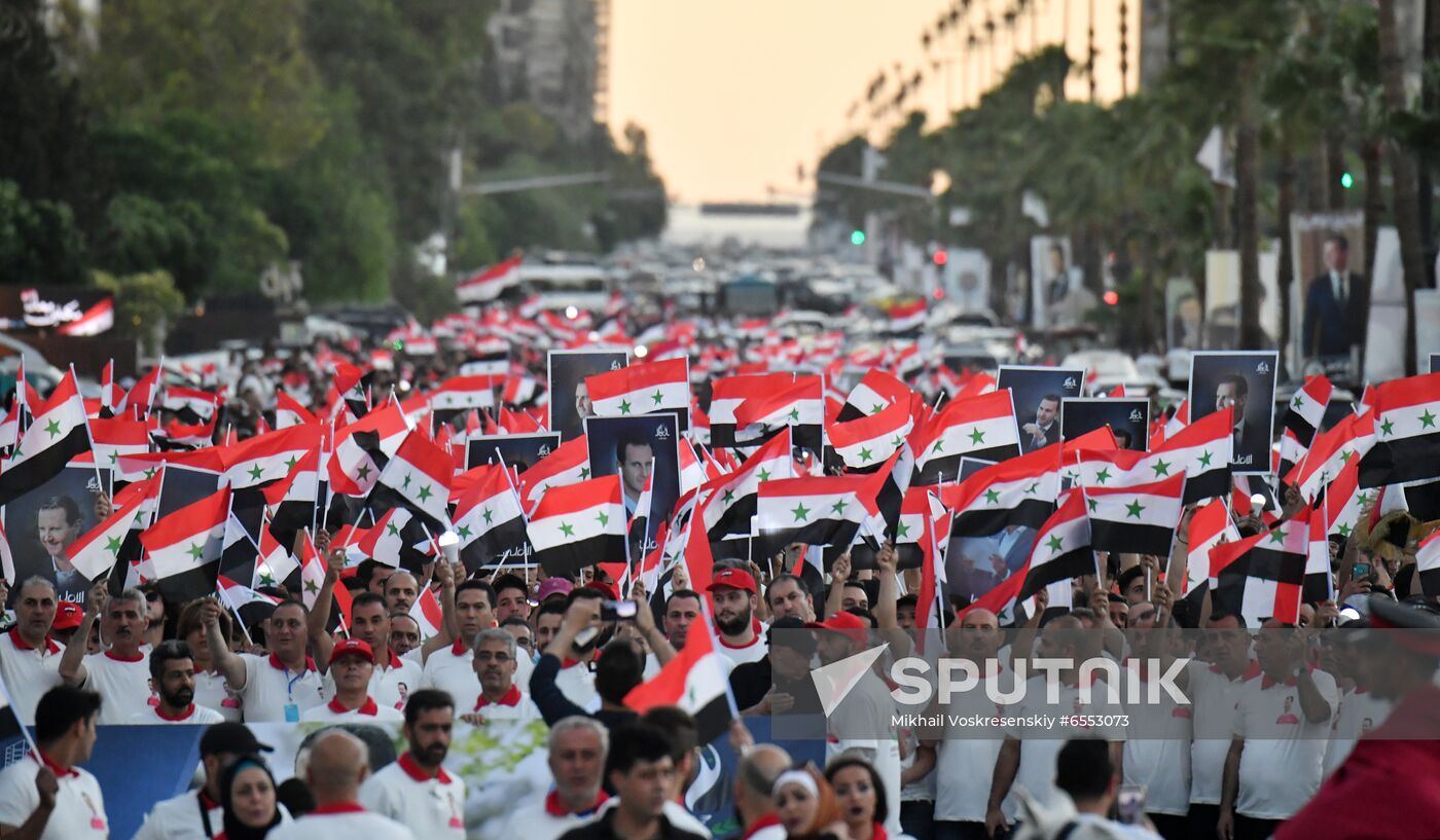 Syria President Supporters Rally