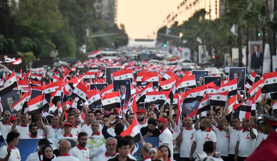 Syria President Supporters Rally