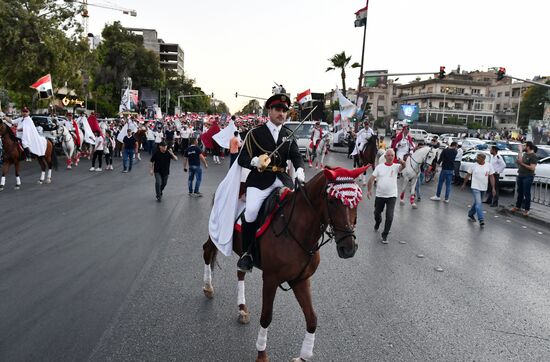 Syria President Supporters Rally