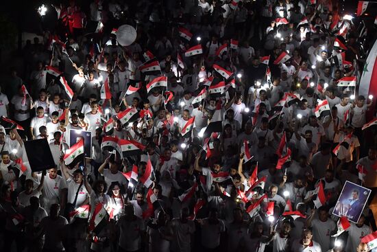 Syria President Supporters Rally