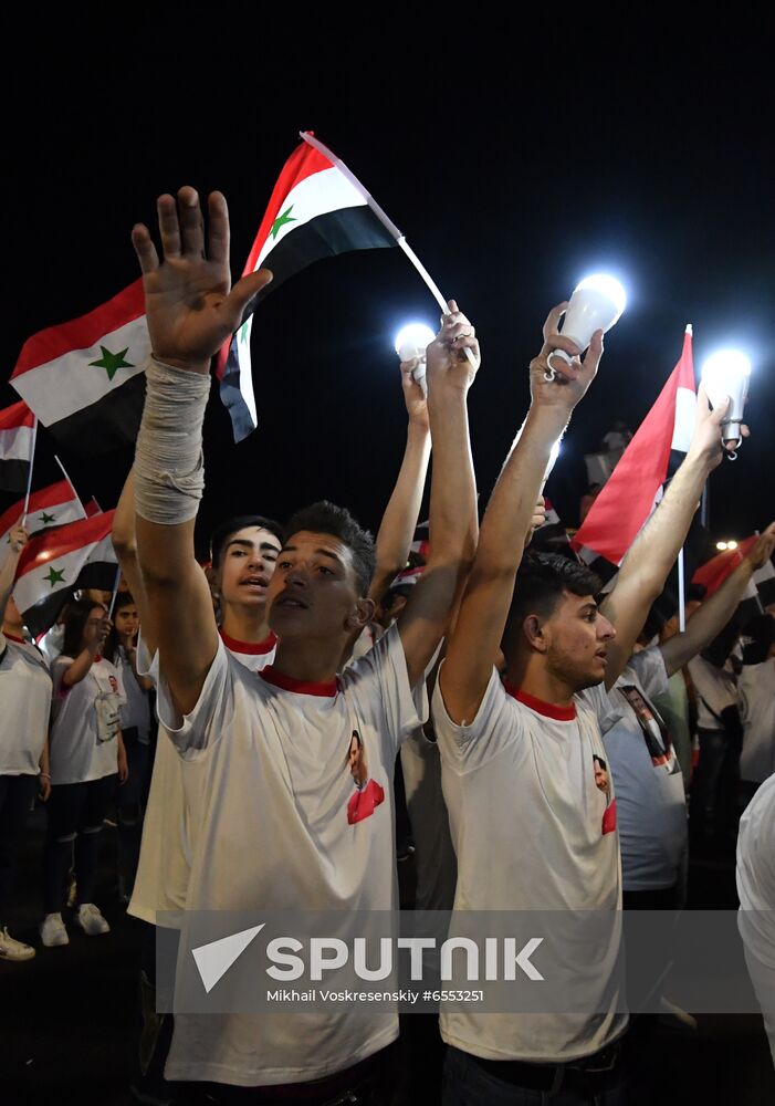 Syria President Supporters Rally