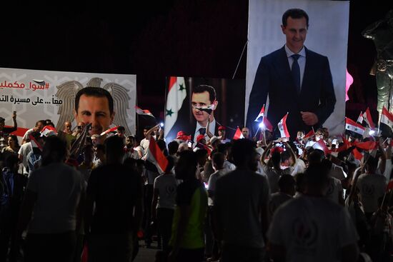 Syria President Supporters Rally
