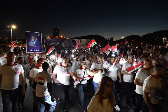 Syria President Supporters Rally