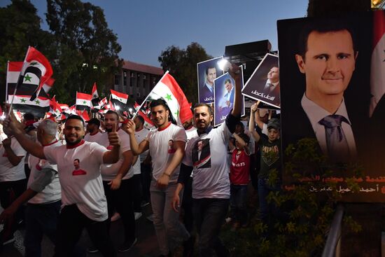 Syria President Supporters Rally