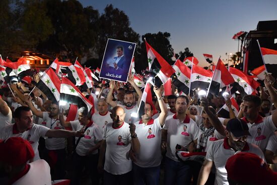Syria President Supporters Rally