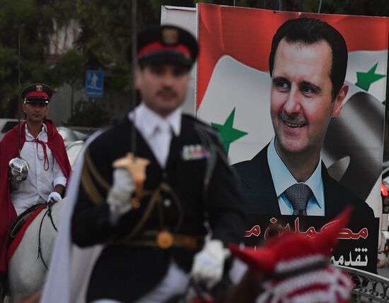 Syria President Supporters Rally