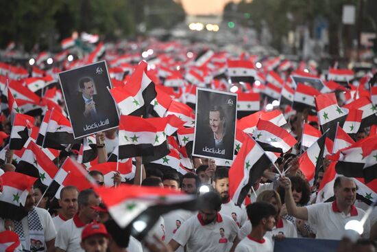 Syria President Supporters Rally