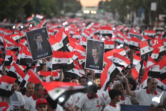 Syria President Supporters Rally