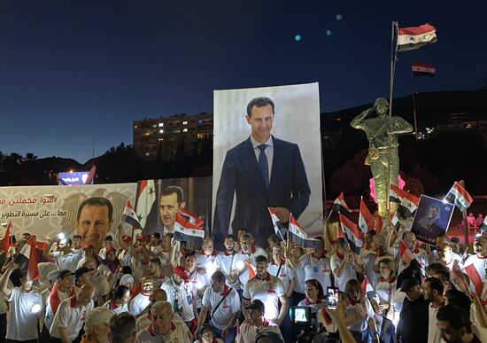 Syria President Supporters Rally