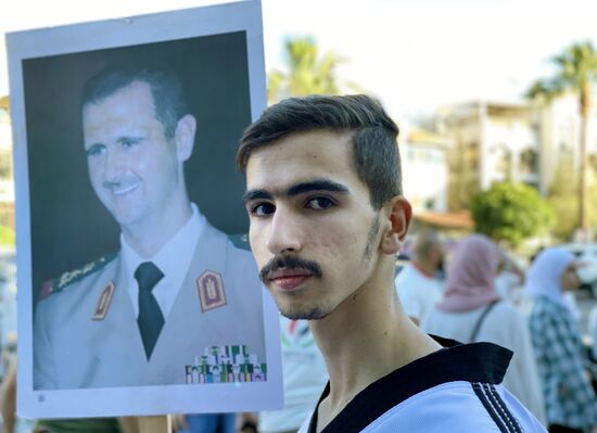 Syria President Supporters Rally