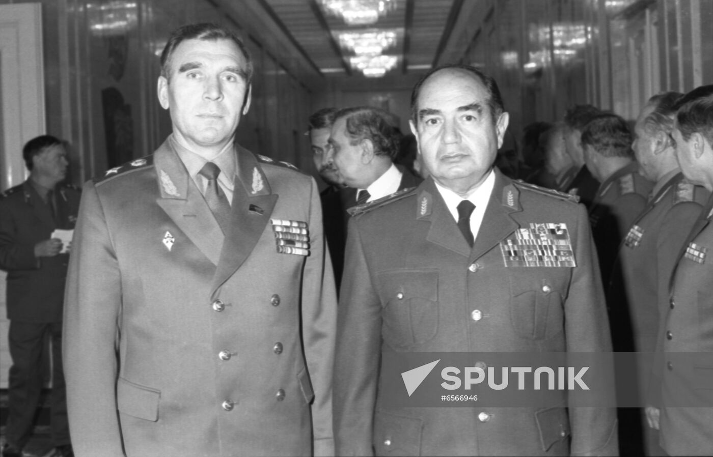 Mikhail Moiseyev, Chief of General Staff of Soviet Armed Forces, and Hikmat Al-Shihabi, Chief of General Staff of Syrian Arab Republic's Armed Forces