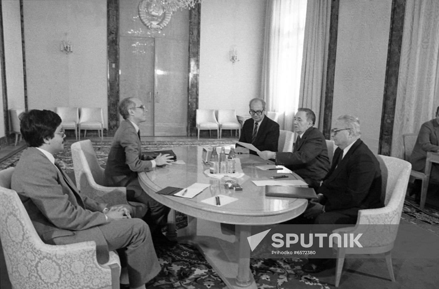Chairman of Presidium of Supreme Soviet of USSR Andrei Gromyko meets with Tunisian ambassador