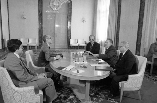 Chairman of Presidium of Supreme Soviet of USSR Andrei Gromyko meets with Tunisian ambassador
