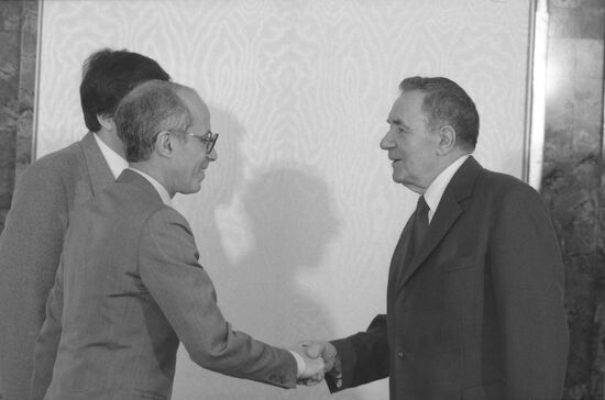 Chairman of Presidium of Supreme Soviet of USSR Andrei Gromyko meets with Tunisian ambassador