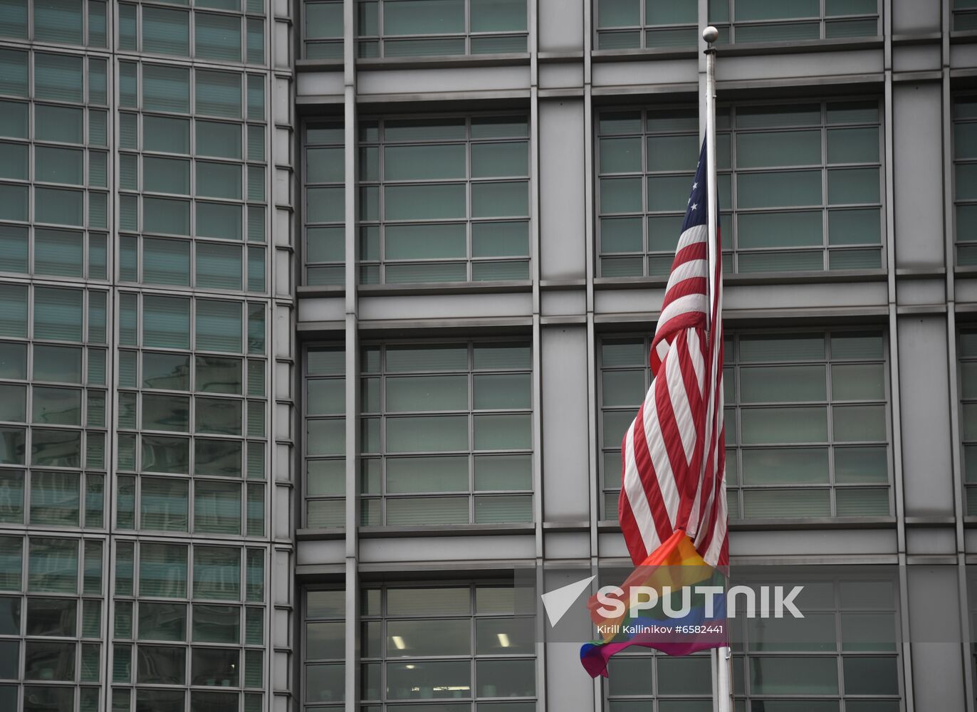 Russia US Embassy LGBT Flag