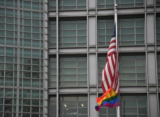 Russia US Embassy LGBT Flag