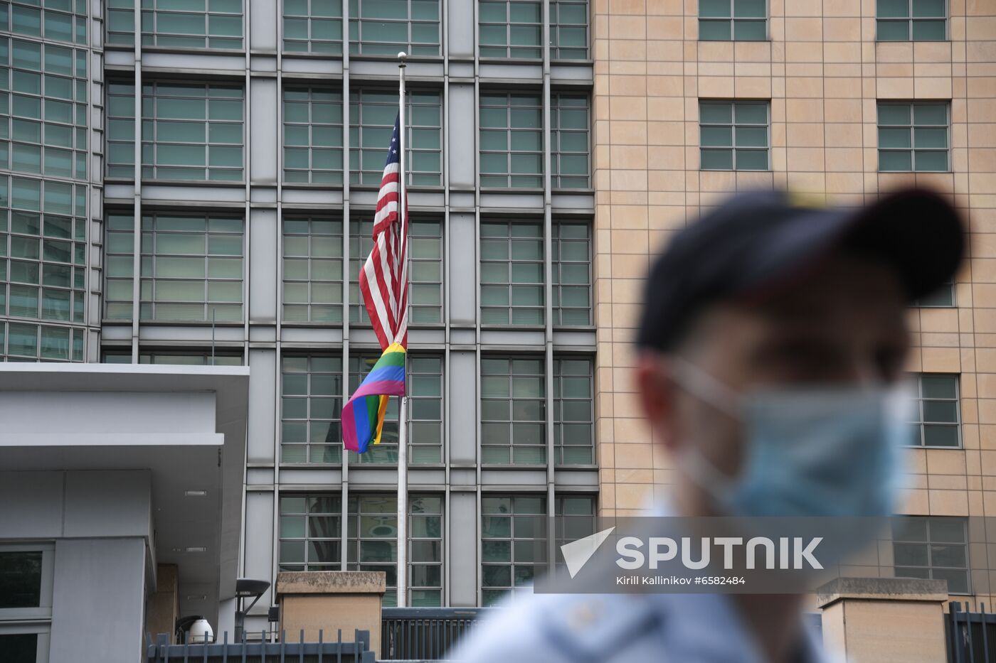 Russia US Embassy LGBT Flag