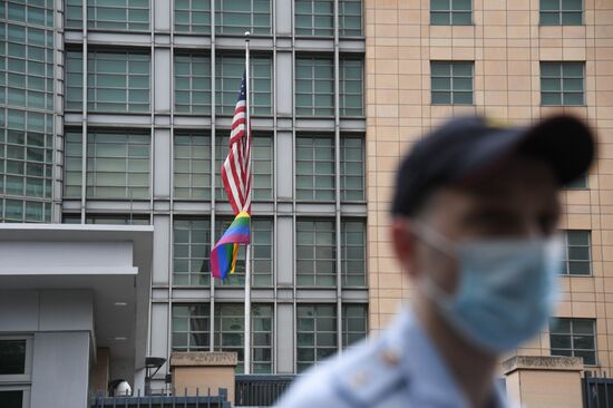 Russia US Embassy LGBT Flag