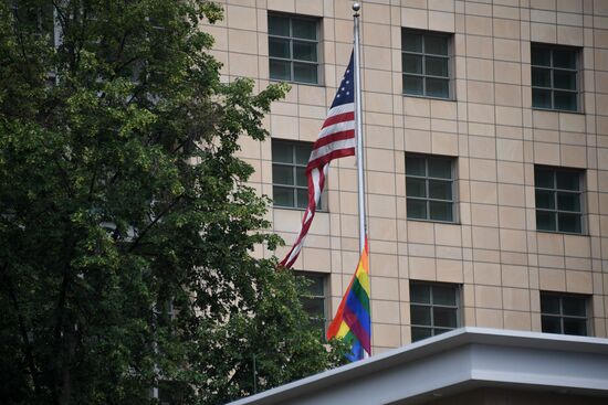 Russia US Embassy LGBT Flag