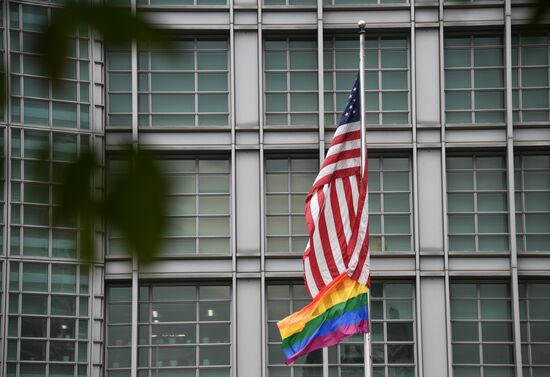Russia US Embassy LGBT Flag